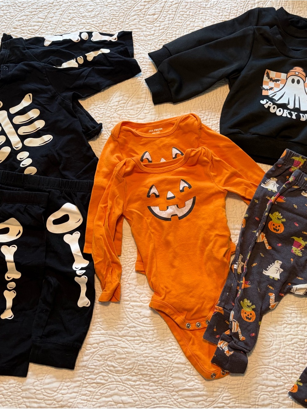H&M Orange Jack-O'-Lantern Long-Sleeve Bodysuit